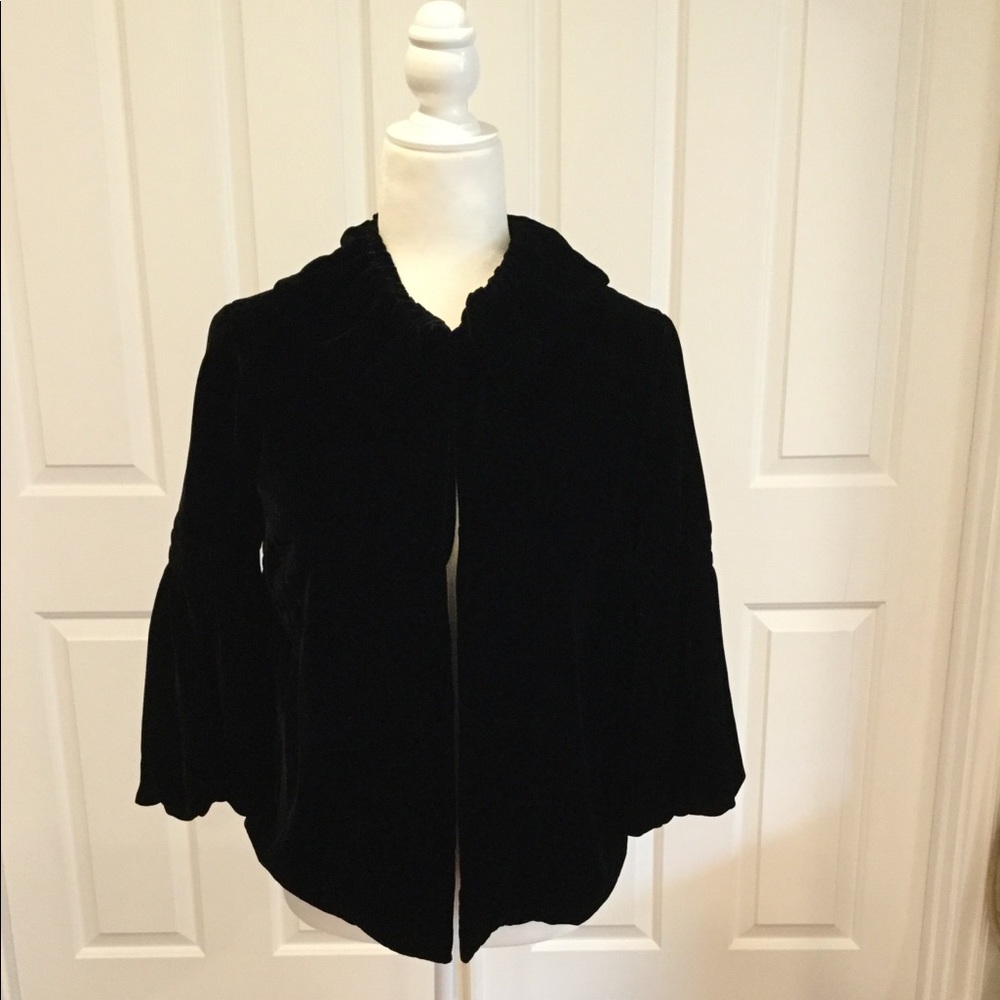 CAbi Black Opera Swing Velvet Cape S